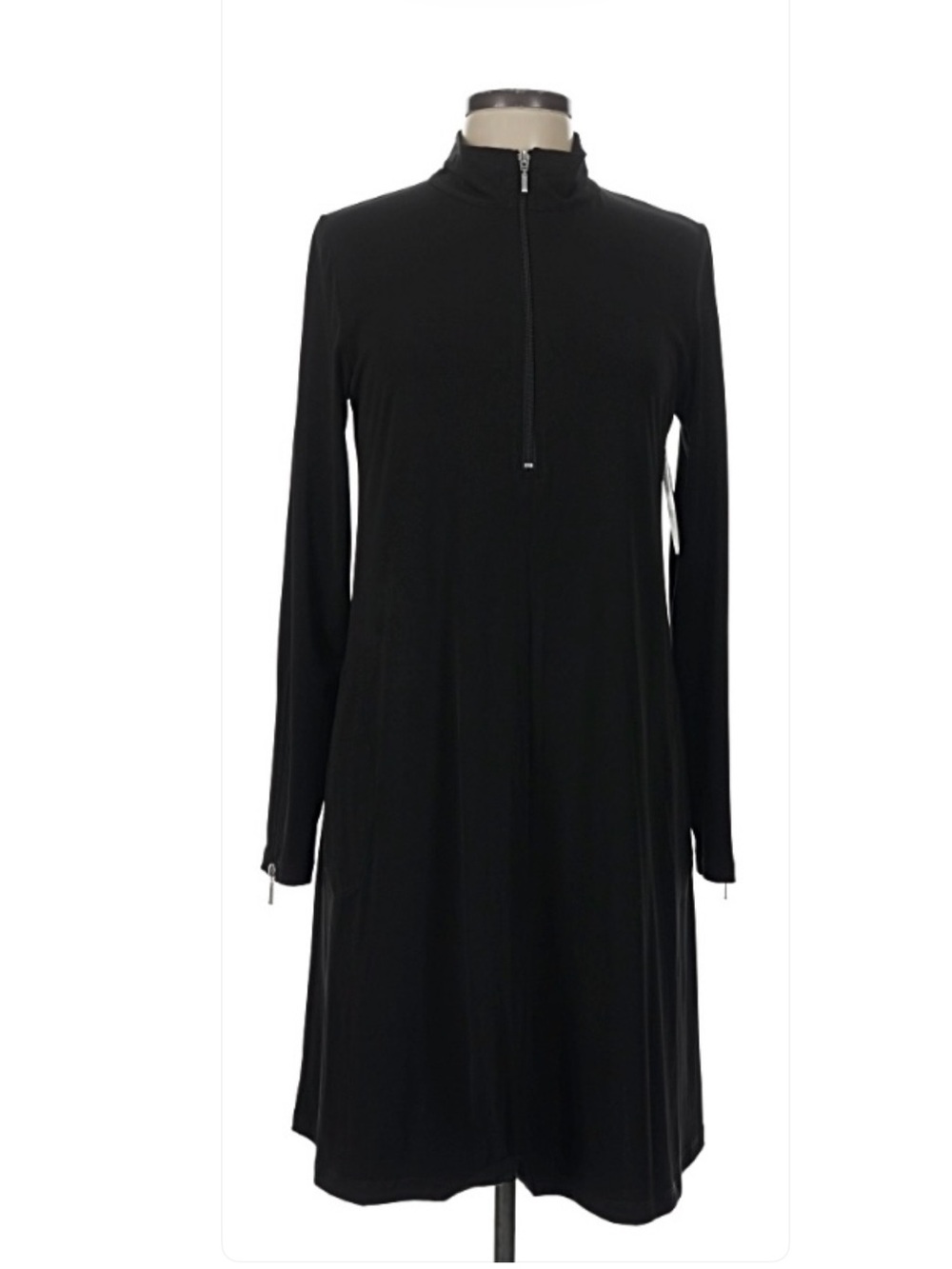 Karen Kane Black Long-Sleeve Mock-Neck Dress